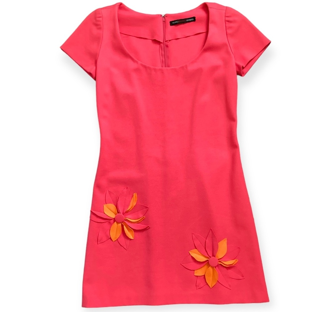Marc Bouwer Hybrid Mini Dress with 3D Fabric Flowers Women’s Small Pink